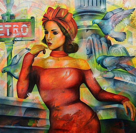 Sur les ponts de Paris - 80x80cm
