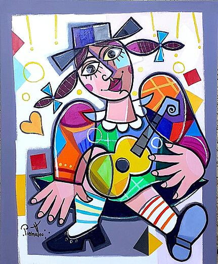 La petite fille et sa guitare - 61x50 cm